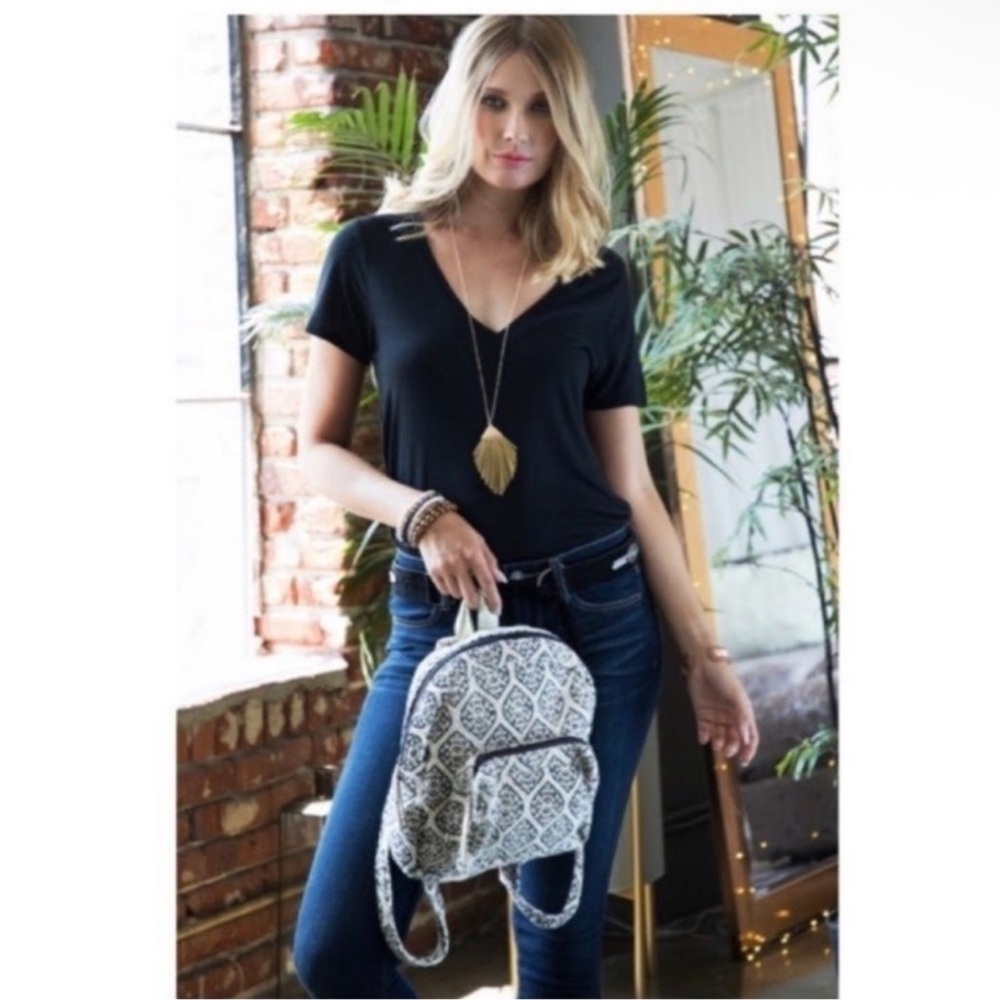 New Ruggine Handmade Weave/Block Print Durable Backpack/Bag With Leather Trim - Picture 3 of 3